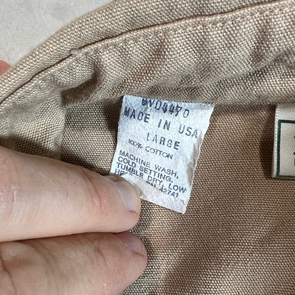 L.L. Bean Large Made in USA Vintage Duck Camo Canvas Khaki Shirt Workwear EUC - Picture 6 of 14